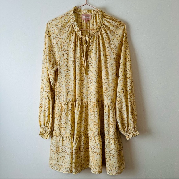 Show Me Your Mumu Birdie Long Sleeve animal snake print Mini Dress - Picture 11 of 15